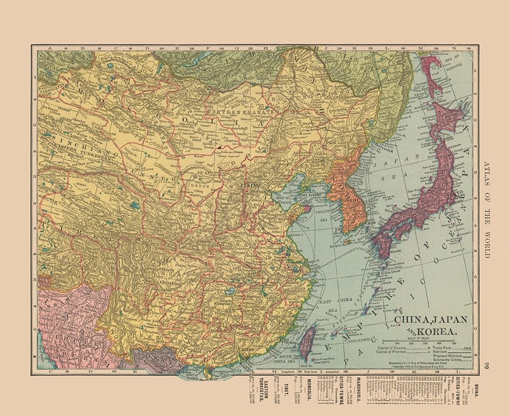 Asia China Japan Korea - Hammond 1910 art print by Hammond for $57.95 CAD