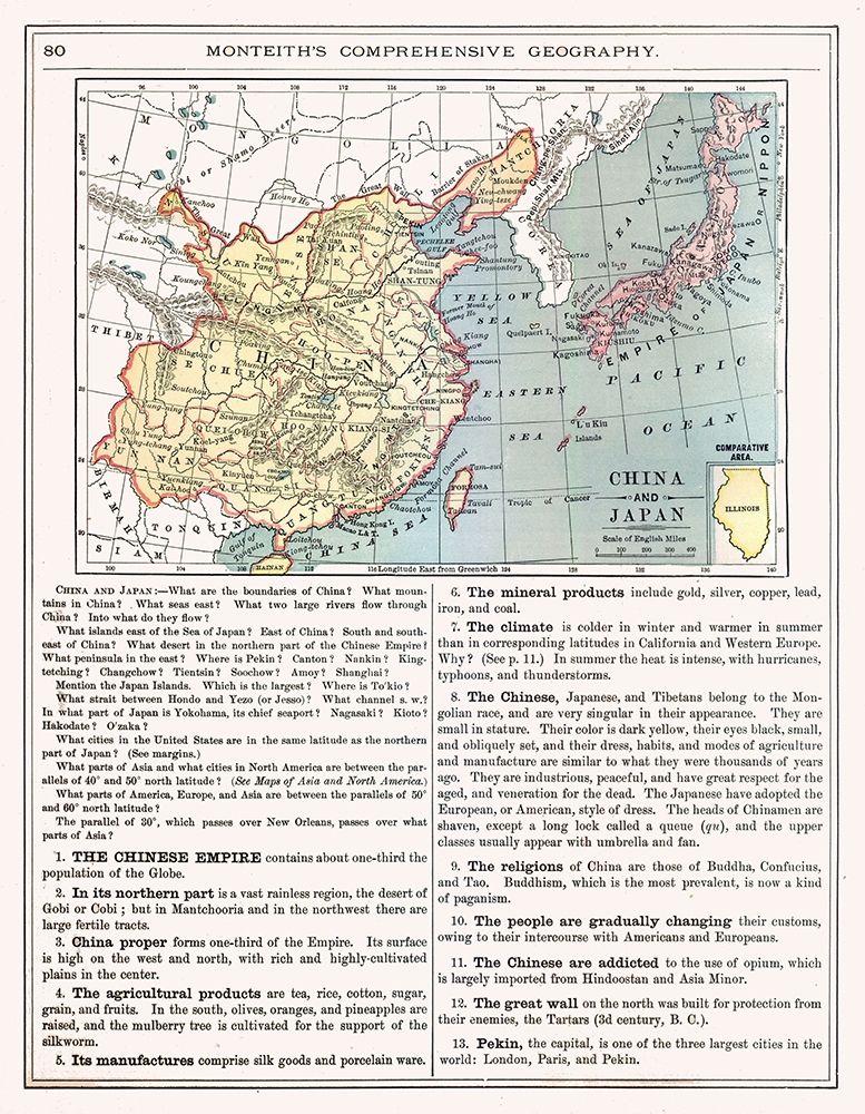 Asia China Japan - Monteith 1882 art print by Monteith for $57.95 CAD