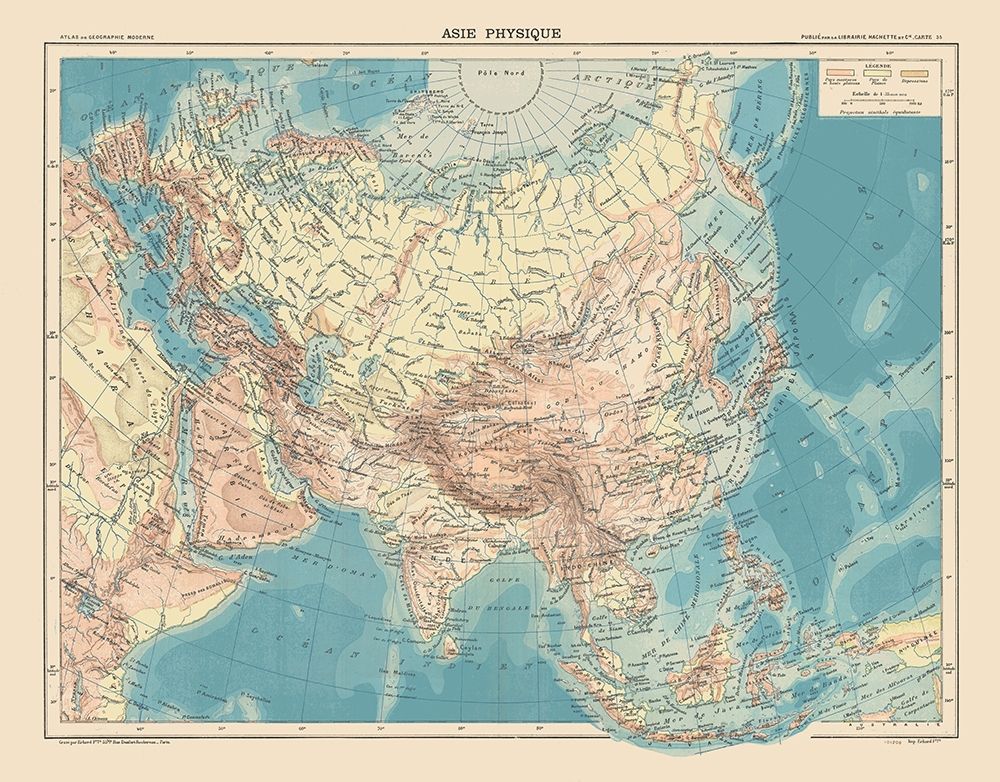 Physical of Asia - Schrader 1908 art print by Schrader for $57.95 CAD