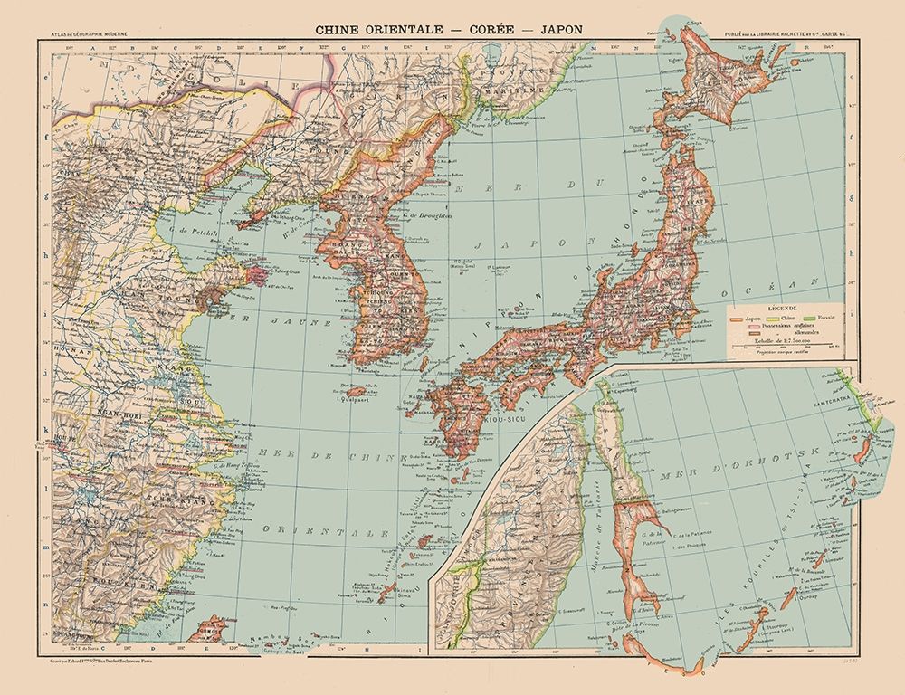 Asia China Korea Japan - Schrader 1908 art print by Schrader for $57.95 CAD