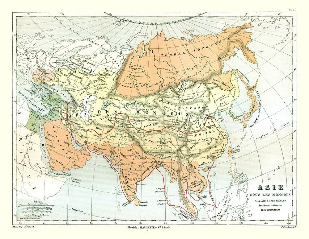 Asia Mongolian Empire - Cortambert 1880 art print by Cortambert for $57.95 CAD