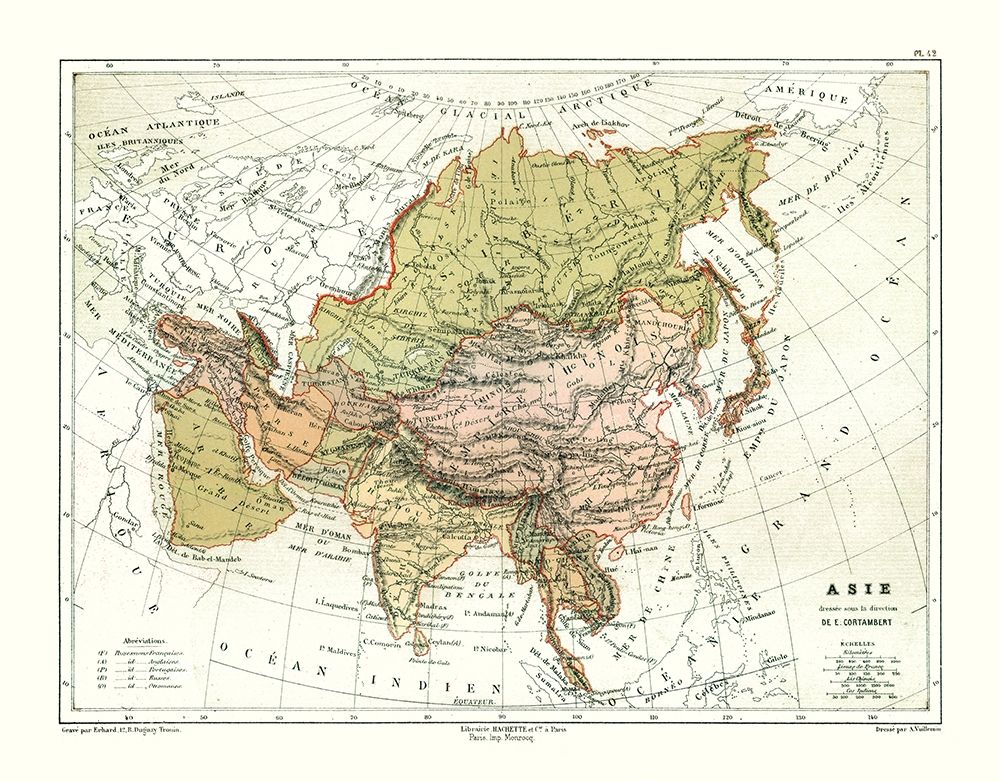 Political of Asia - Cortambert 1880 art print by Cortambert for $57.95 CAD
