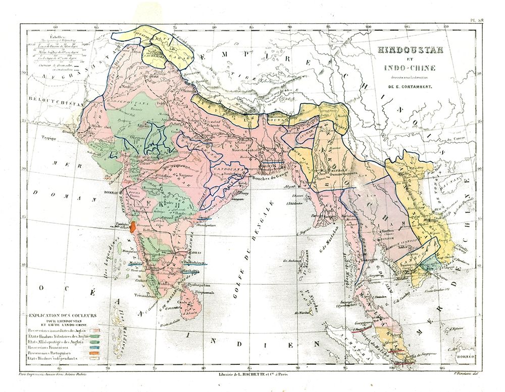 Asia India Indochina - Cortambert 1880 art print by Cortambert for $57.95 CAD