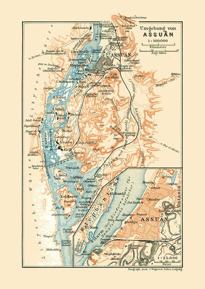 Africa Aswan Egypt - Baedeker 1913 art print by Baedeker for $57.95 CAD