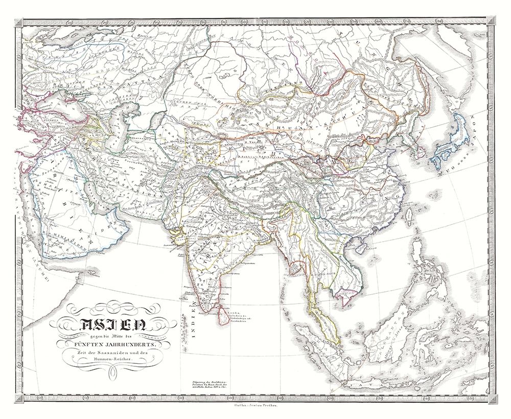 Asia Sassanid Empire Huns - Spruner 1855 art print by Spruner for $57.95 CAD