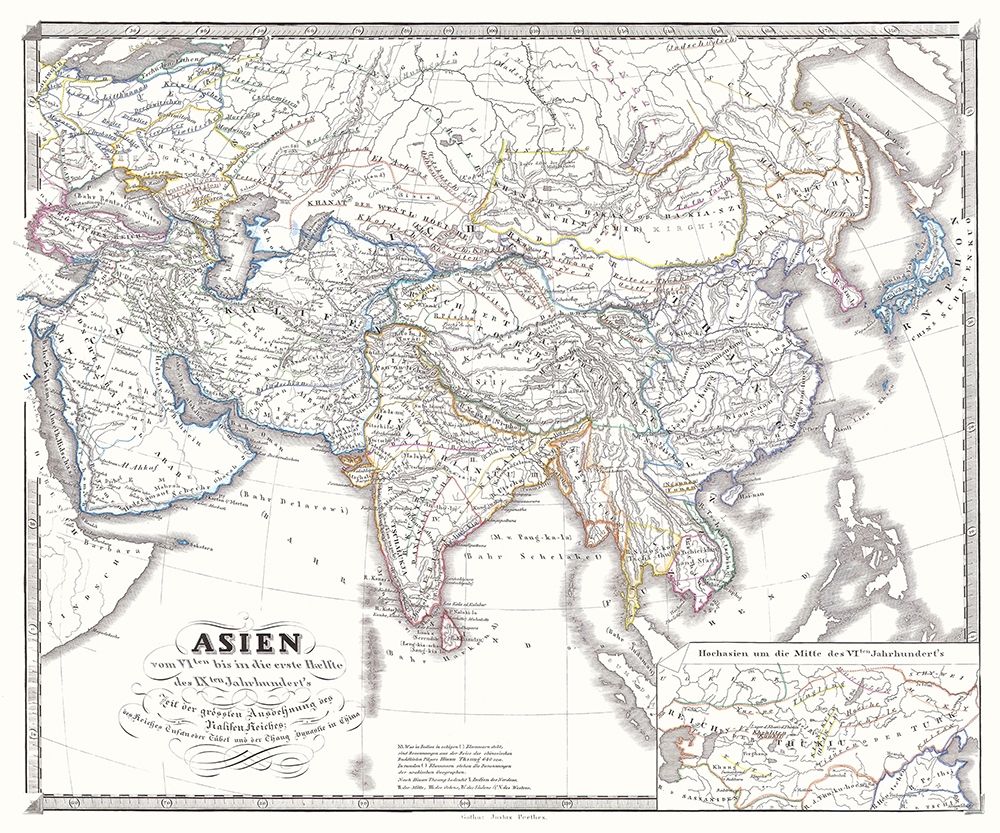 Asia 6th to 9th Century - Spruner 1855 art print by Spruner for $57.95 CAD