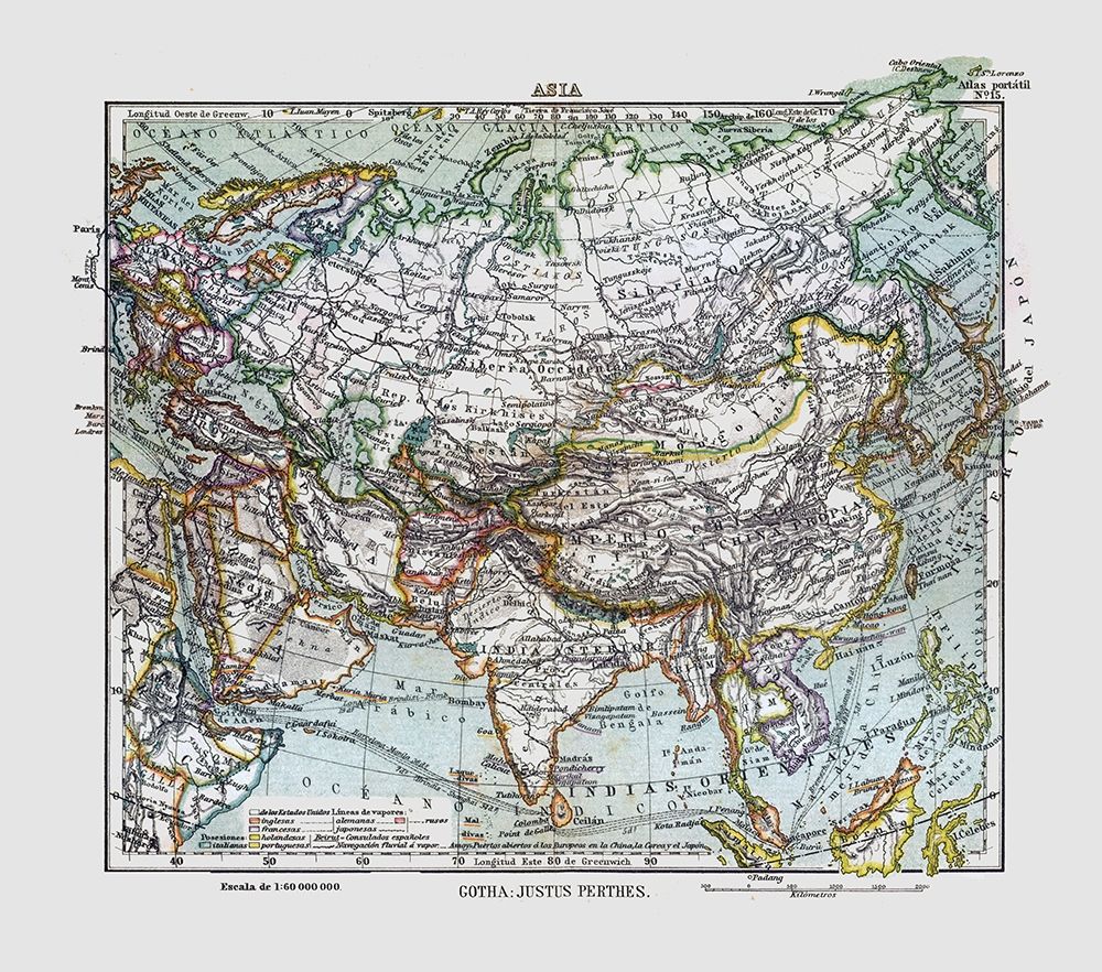 Asia - Perthes 1921 art print by Perthes for $57.95 CAD
