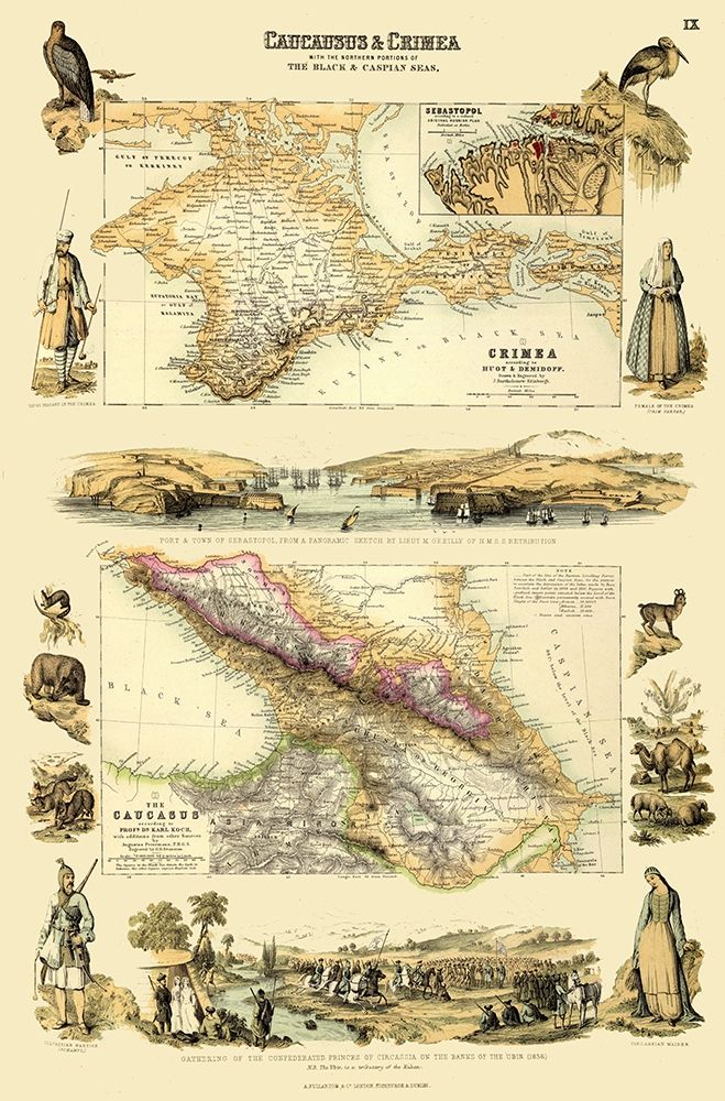 Asia Caucasus Crimea Black Caspian Seas art print by Edinburgh for $57.95 CAD