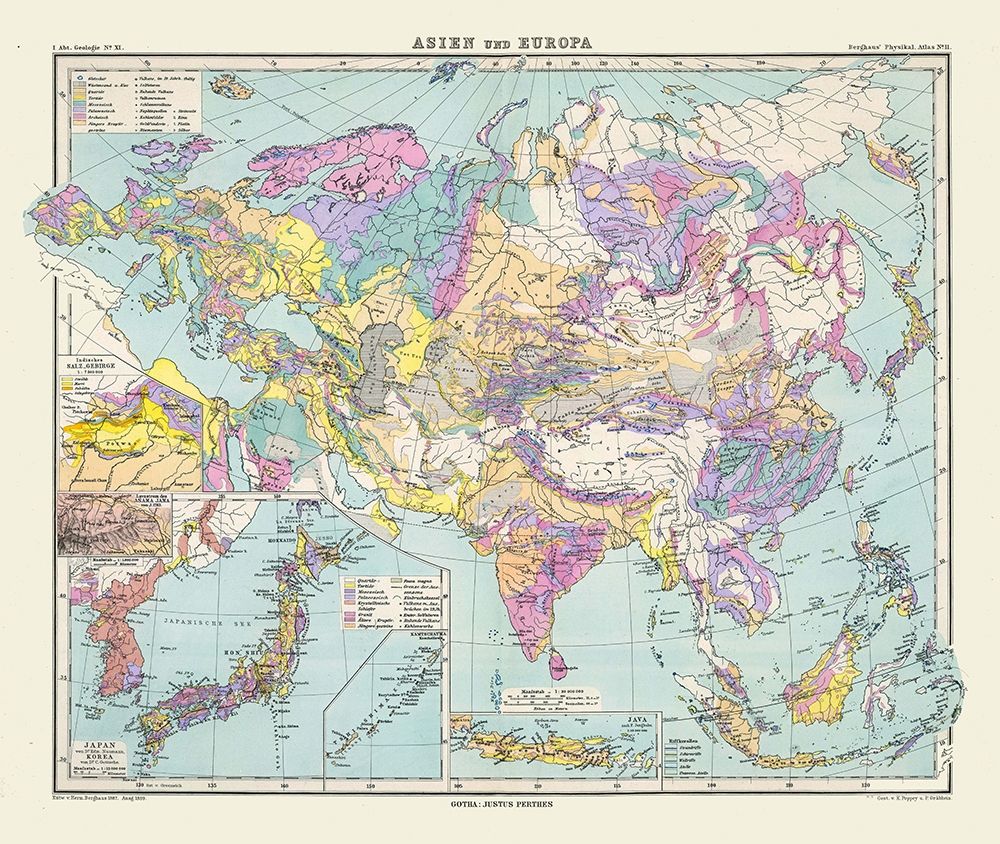 Asia Europe - Perthes 1889 art print by Perthes for $57.95 CAD