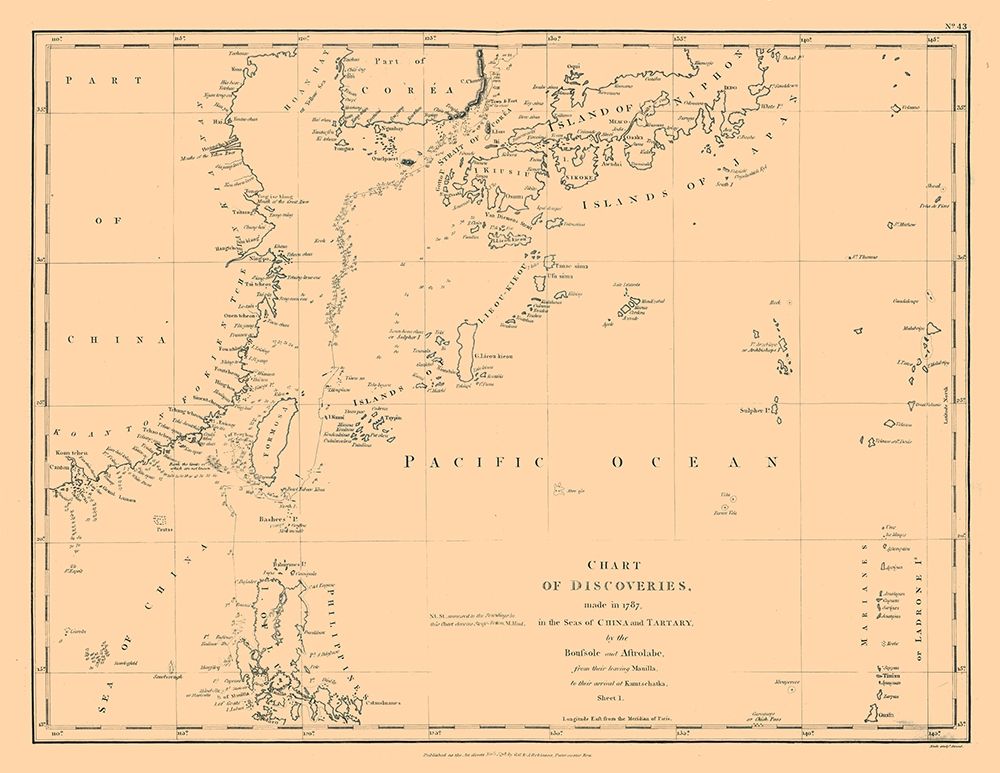 Asia Chart of Discoveries - Robinson 1787 art print by Robinson for $57.95 CAD