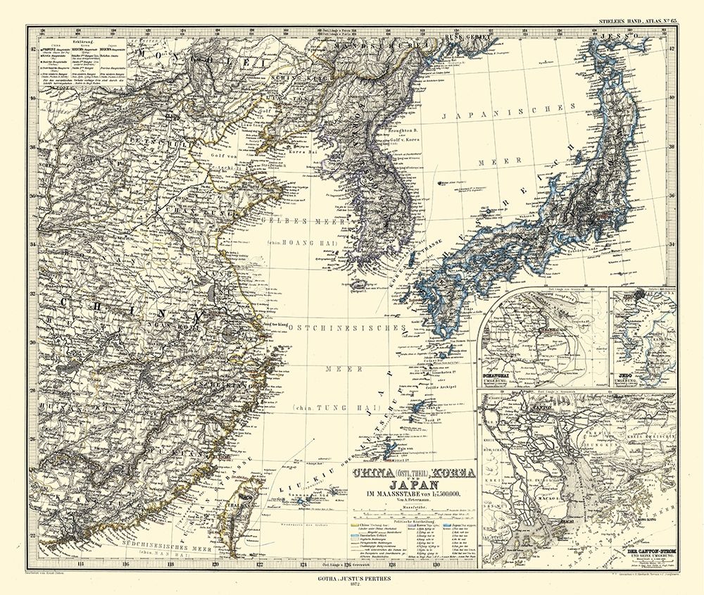 China Japan Korea - Perthes 1872 art print by Perthes for $57.95 CAD