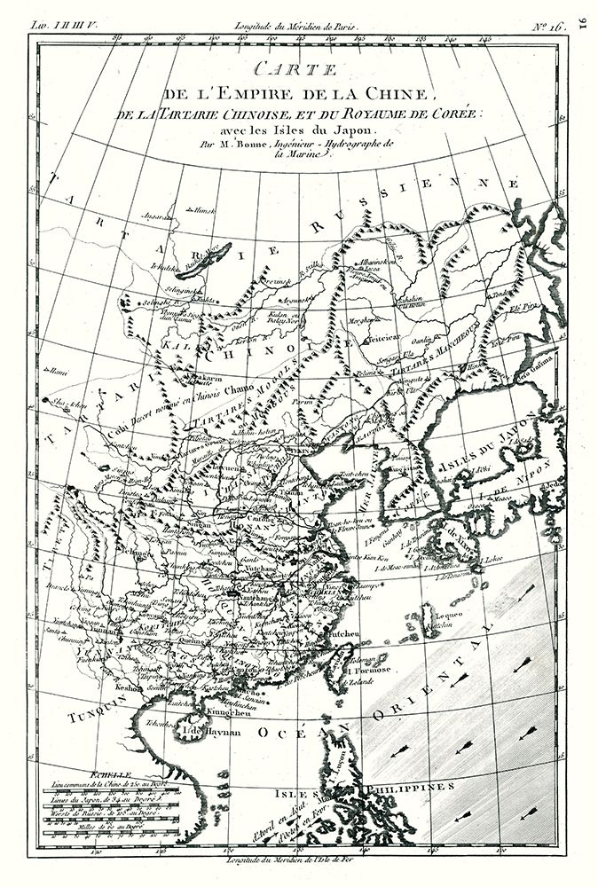 Asia Chinese Empire Tartary Korea - Bonne 1780 art print by Bonne for $57.95 CAD