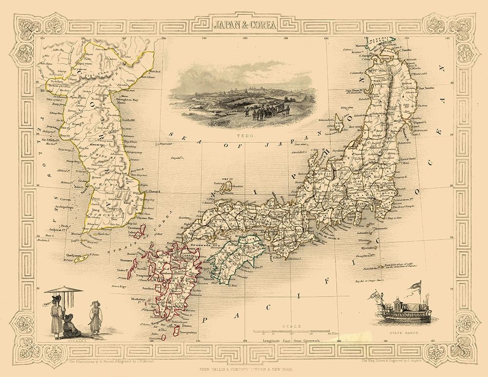Japan Korea - Tallis 1851 art print by Tallis for $57.95 CAD