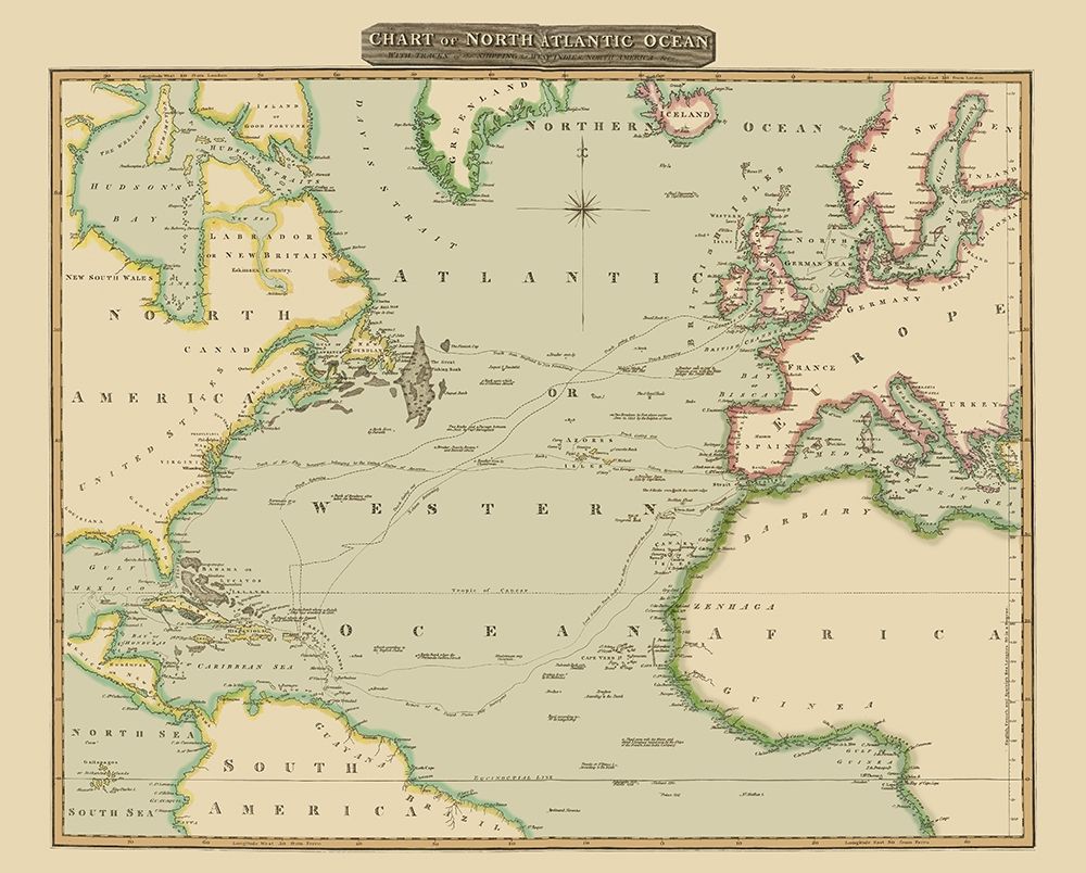 North Atlantic Ocean - Thomson 1817 art print by Thomson for $57.95 CAD