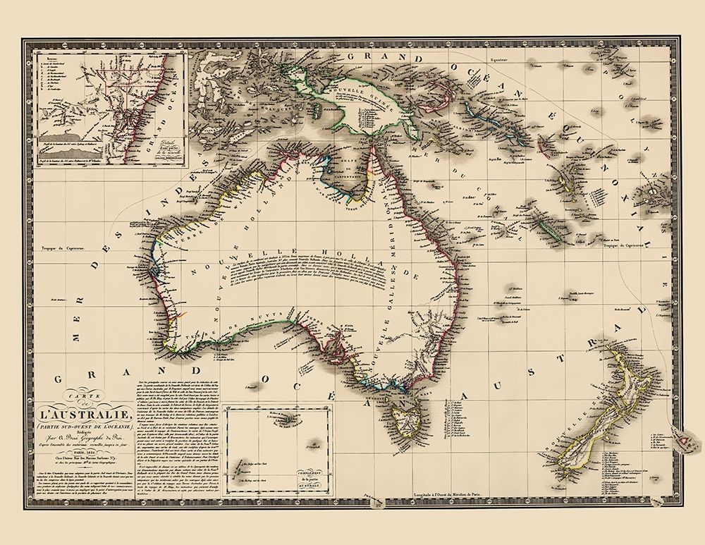 Oceania Australia New Zealand New Guinea art print by Brue for $57.95 CAD