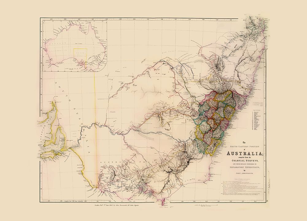 Southeast Australia - Arrowsmith 1844 art print by Arrowsmith for $57.95 CAD
