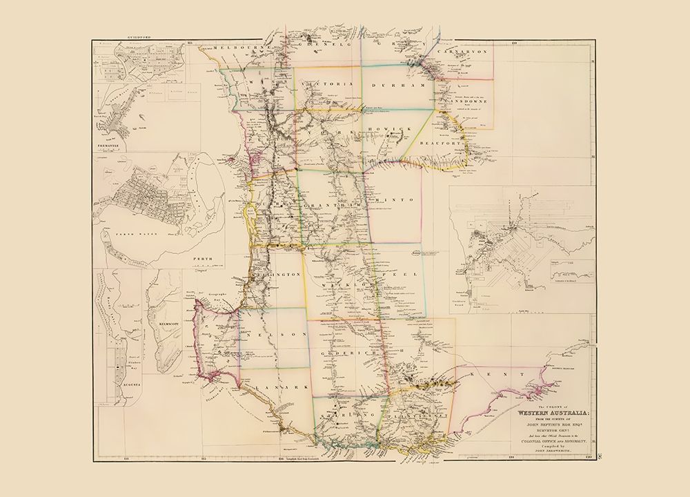 Australia Western Colony - Arrowsmith 1844 art print by Arrowsmith for $57.95 CAD