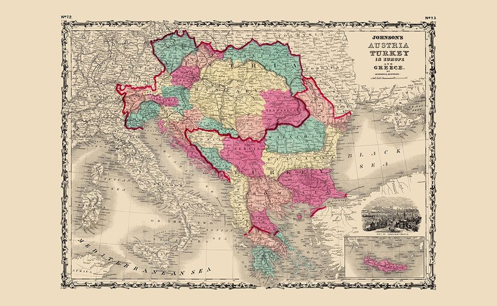 Austria Turkey Greece - Johnson 1860 art print by Johnson for $57.95 CAD