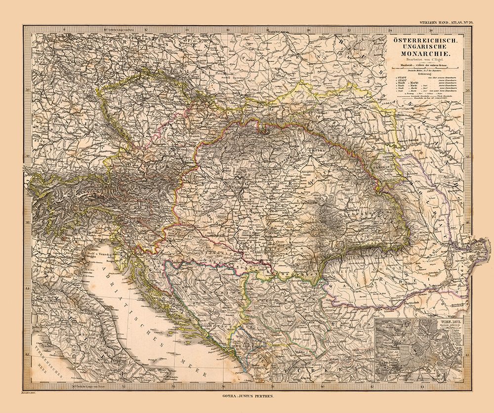 Austro Hungarian Empire - Stieler  1885 art print by Stieler for $57.95 CAD