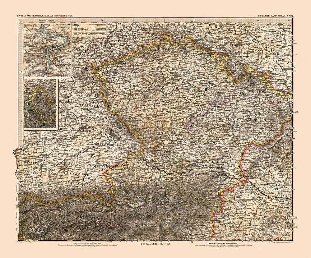 North West Austria Hungary - Stieler  1885 art print by Stieler for $57.95 CAD