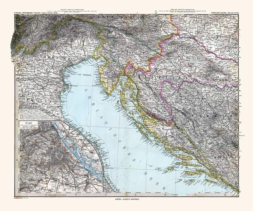 South West Austria Hungary - Stieler  1885 art print by Stieler for $57.95 CAD