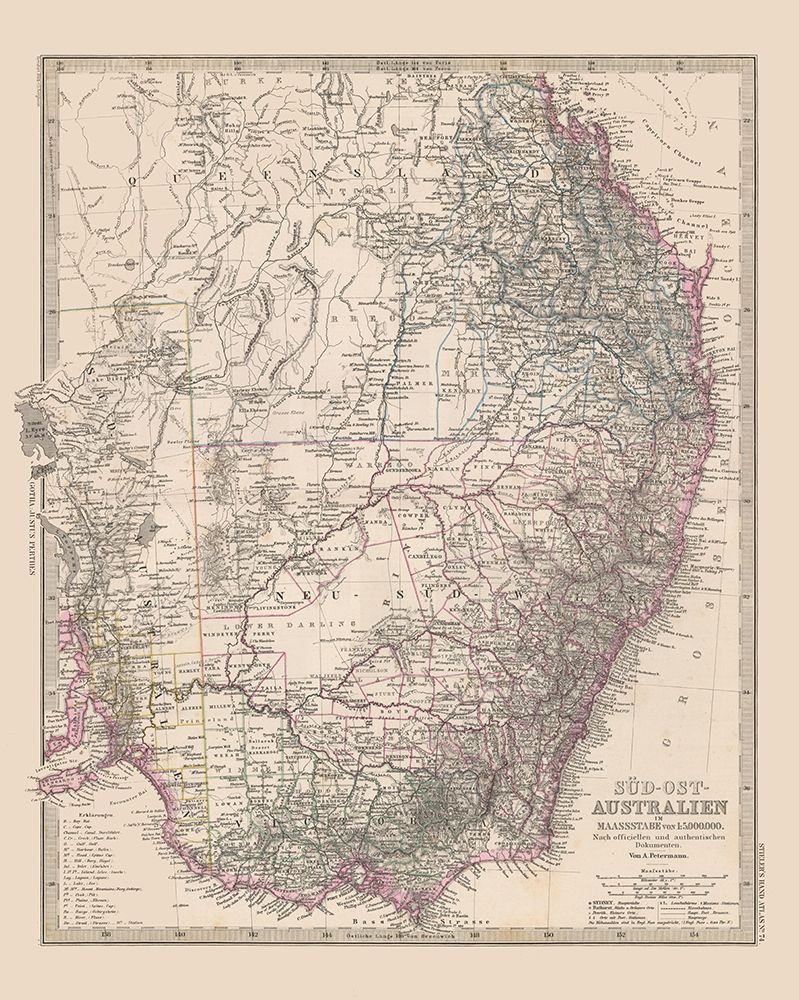 Southeast Australia - Stieler  1885 art print by Stieler for $57.95 CAD