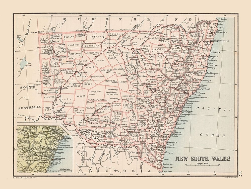New South Wales Australia - Bartholomew 1892 art print by Bartholomew for $57.95 CAD