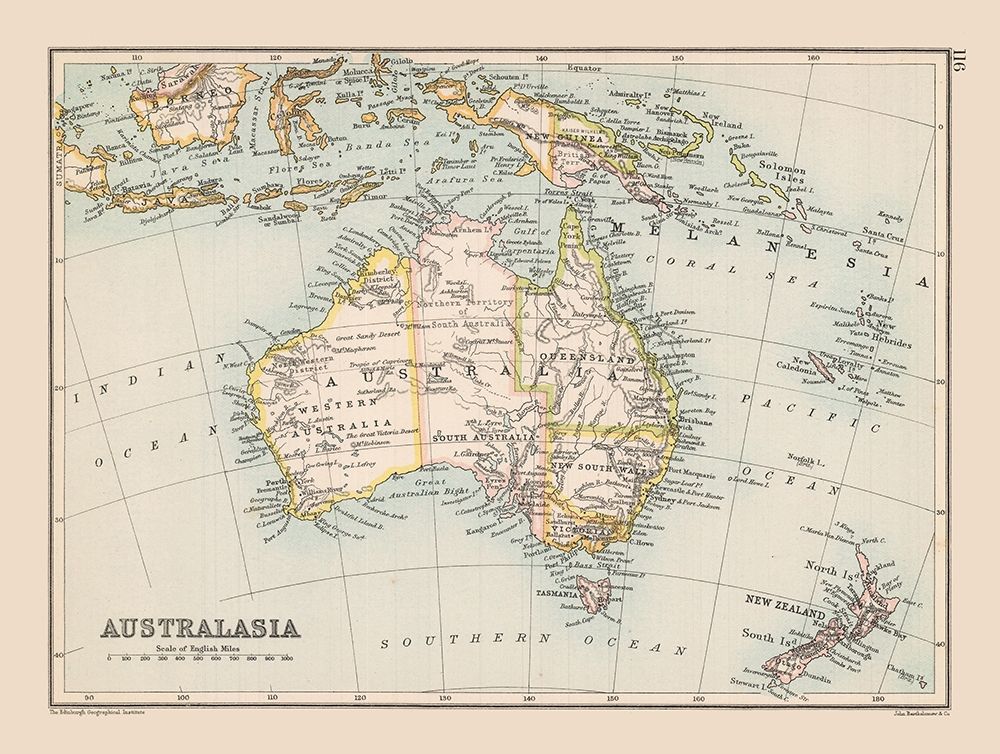 Australasia - Bartholomew 1892 art print by Bartholomew for $57.95 CAD