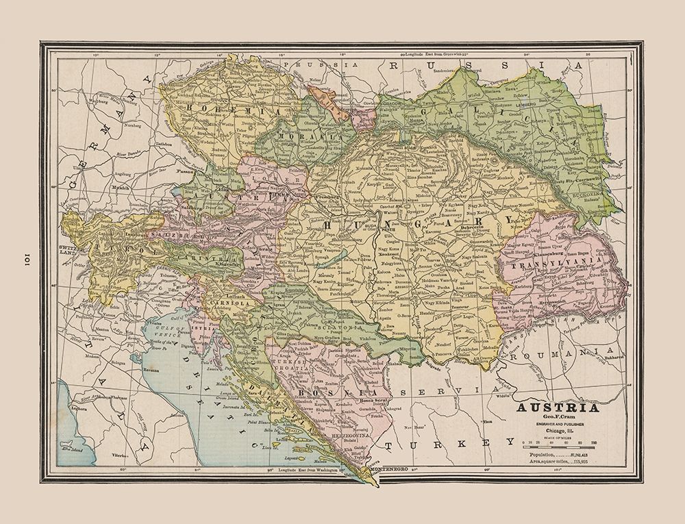 Austria - Cram 1888 art print by Cram for $57.95 CAD