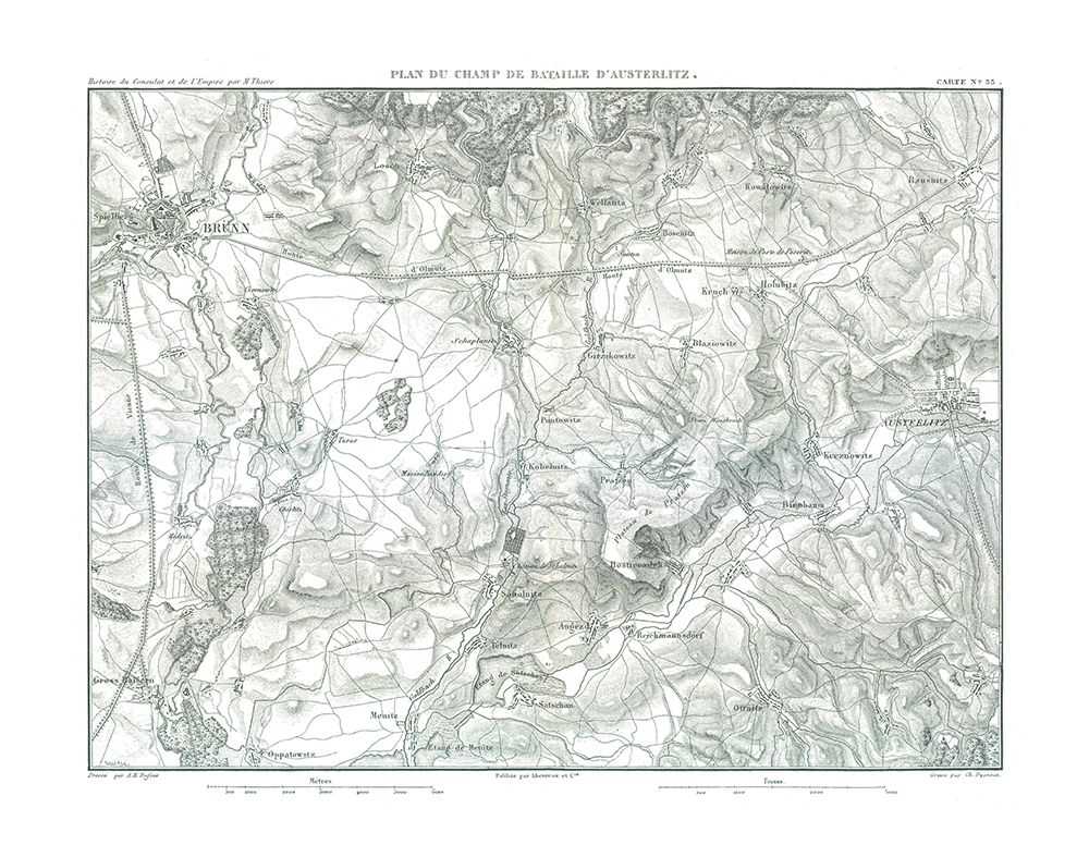 Field Plan of Battle of Austerlitz - Thiers 1866 art print by Unknown for $57.95 CAD