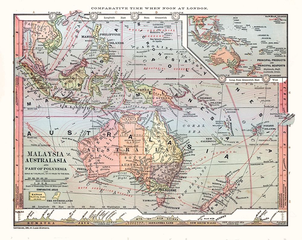 Australia Malaysia Polynesia - Monteith 1882 art print by Monteith for $57.95 CAD