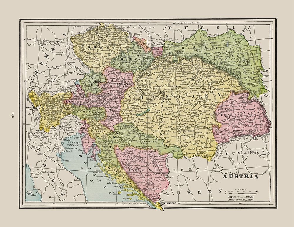 Austria - Cram 1892 art print by Cram for $57.95 CAD