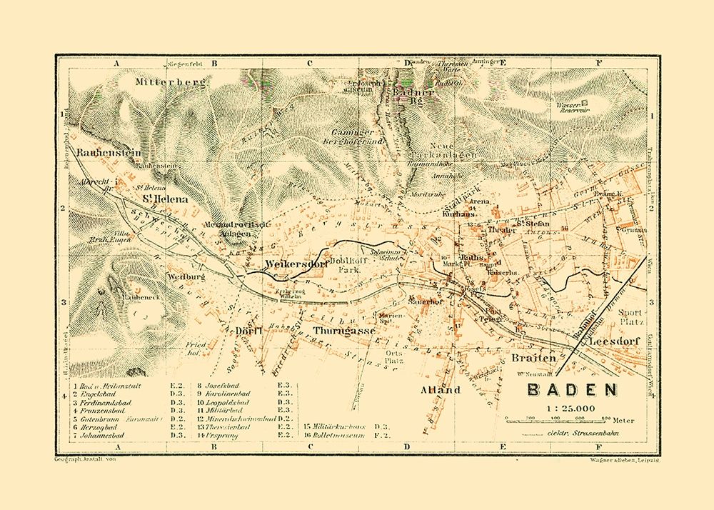 Baden Austria - Baedeker 1910 art print by Baedeker for $57.95 CAD