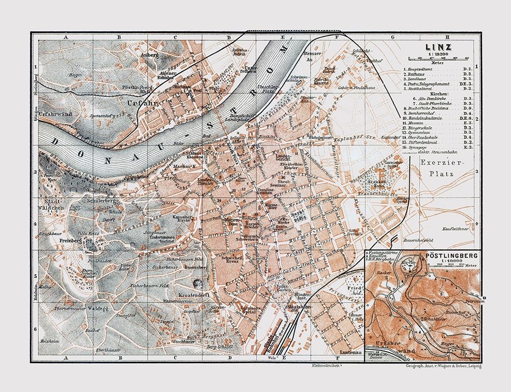 Linz Austria - Baedeker 1910 art print by Baedeker for $57.95 CAD