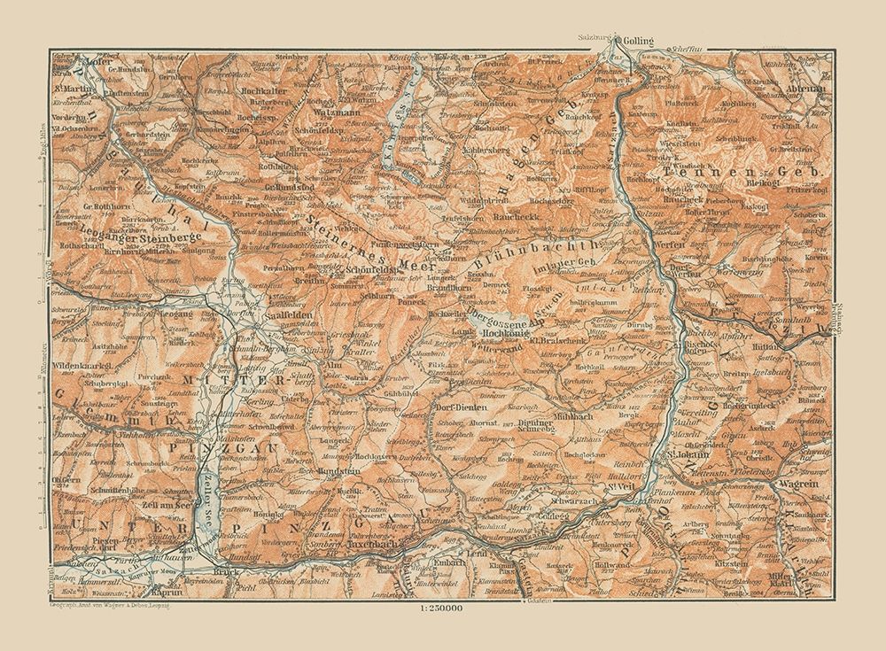 Mitter Pinzgau Region Austria - Baedeker 1910 art print by Baedeker for $57.95 CAD
