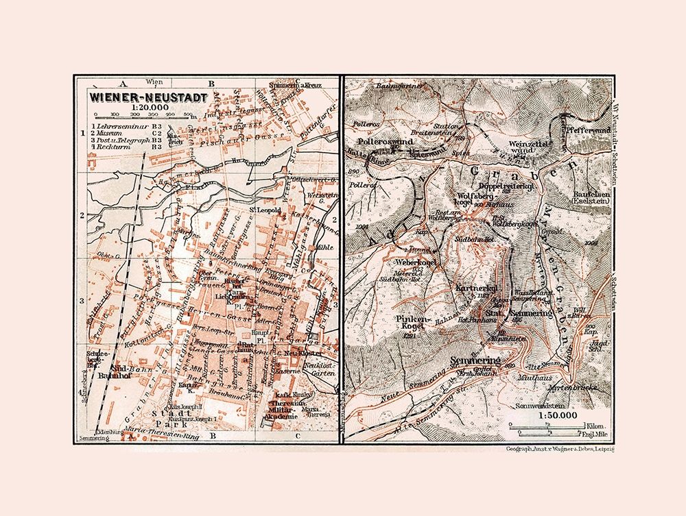 Wiener Neustadt Austria - Baedeker 1910 art print by Baedeker for $57.95 CAD