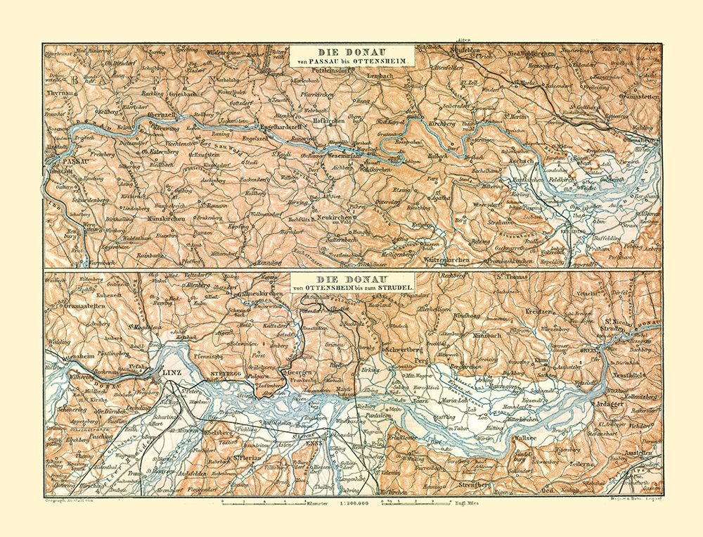 Danube River Passau Strudel Austria - Baedeker art print by Baedeker for $57.95 CAD