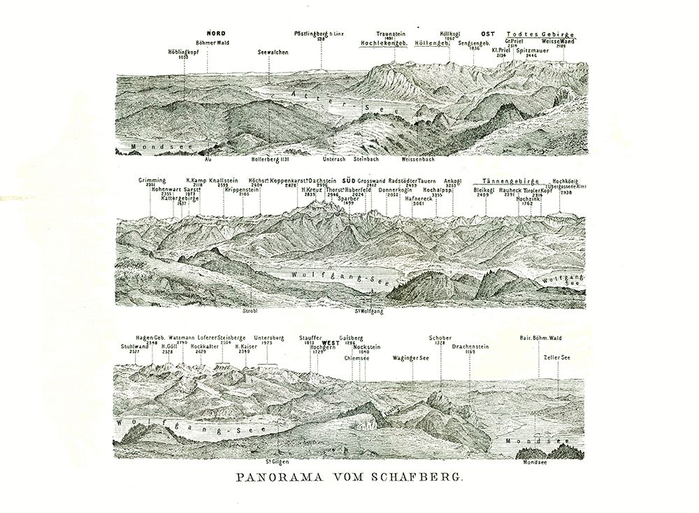 Schafberg Panorama Austria - Baedeker 1896 art print by Baedeker for $57.95 CAD