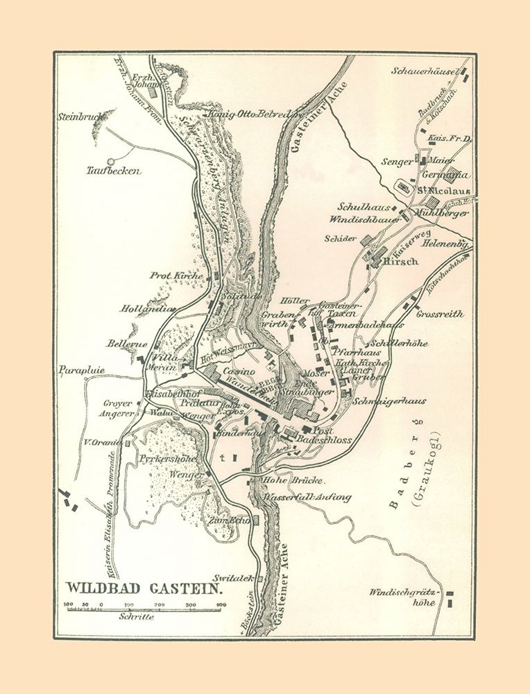 Bad Gastein Austria - Baedeker 1896 art print by Baedeker for $57.95 CAD
