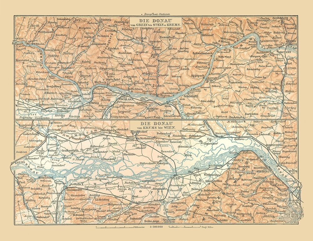 Danube River Austria - Baedeker 1896 art print by Baedeker for $57.95 CAD