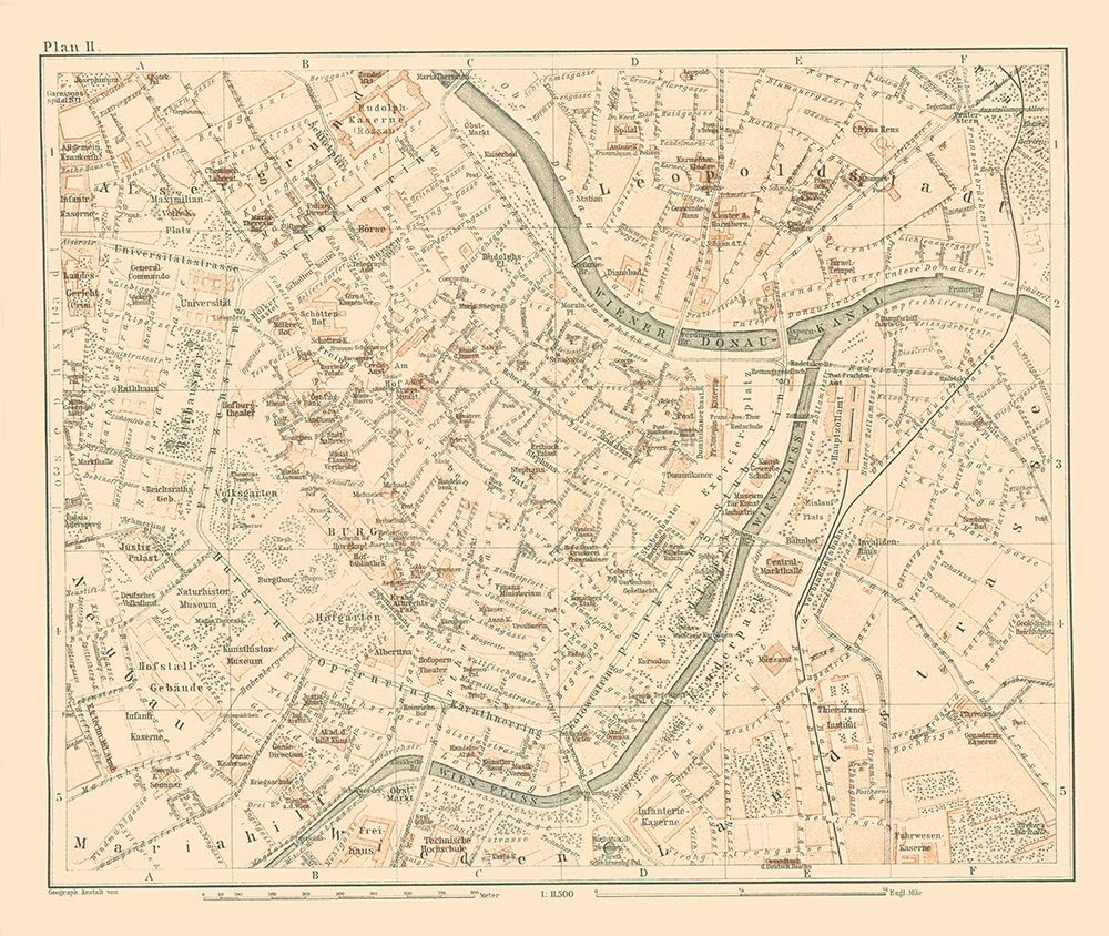 Leopoldstadt Vienna Austria - Baedeker 1896 art print by Baedeker for $57.95 CAD