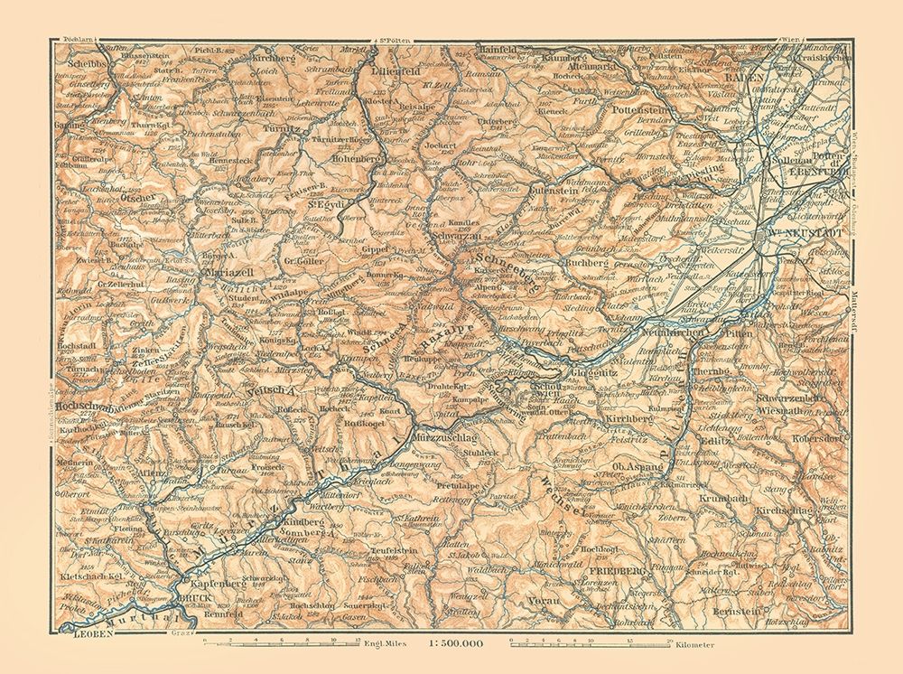 Murzthal Austria - Baedeker 1896 art print by Baedeker for $57.95 CAD