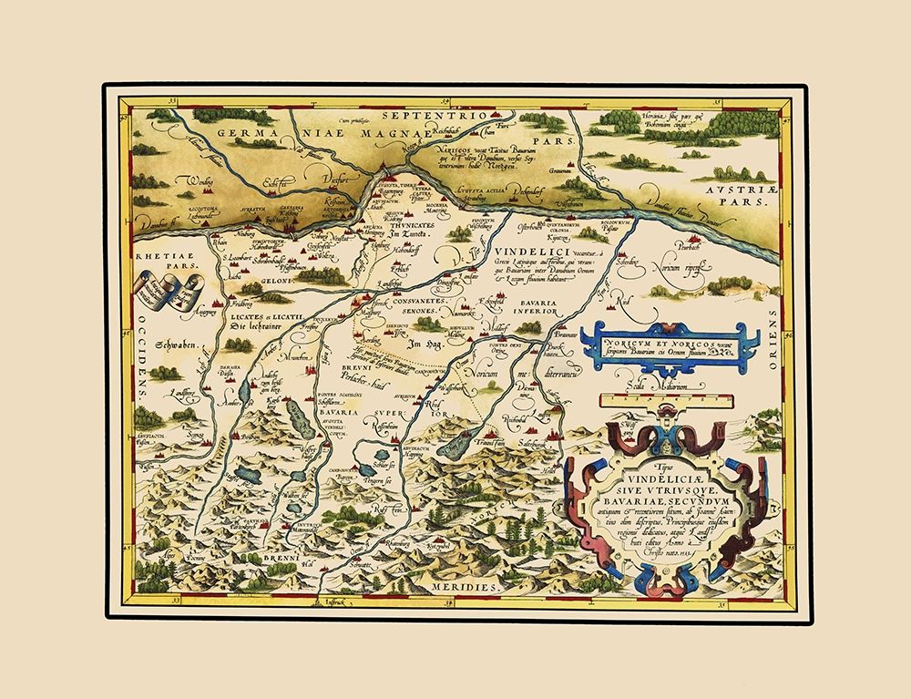 Bavaria Region Germany - Ortelius 1570 art print by Ortelius for $57.95 CAD