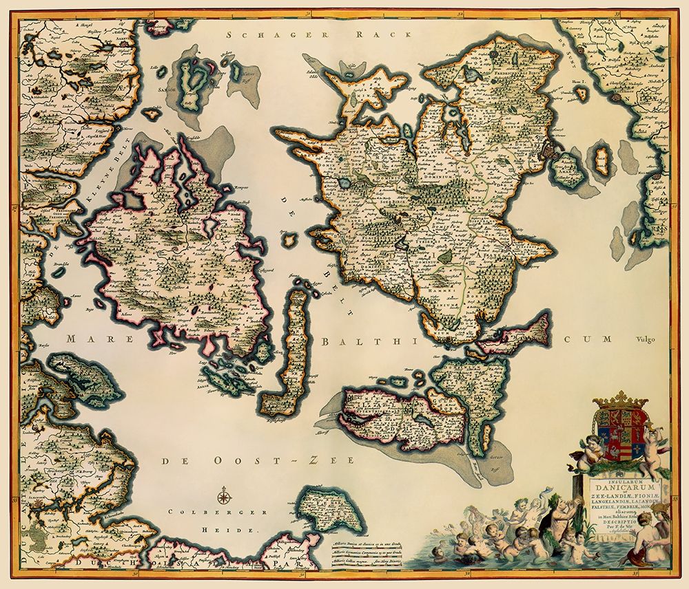 Baltic Isles Denmark - De Wit 1680 art print by De Wit for $57.95 CAD