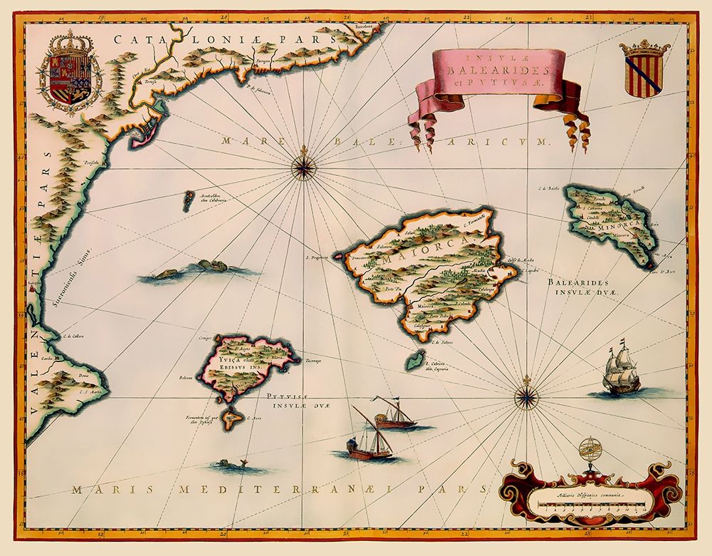 Balearic Islands Spain - Blaeu 1635 art print by Blaeu for $57.95 CAD