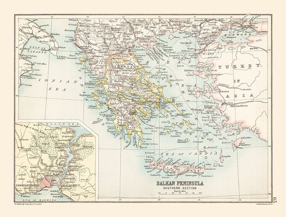 Southern Balkan Peninsula Europe - Bartholomew art print by Bartholomew for $57.95 CAD
