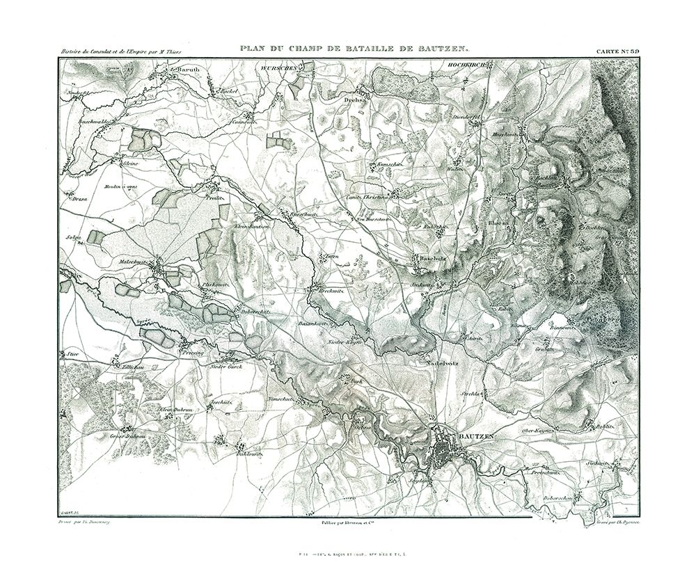 Battle of Bautzen Field Plan - Thiers 1866 art print by Unknown for $57.95 CAD
