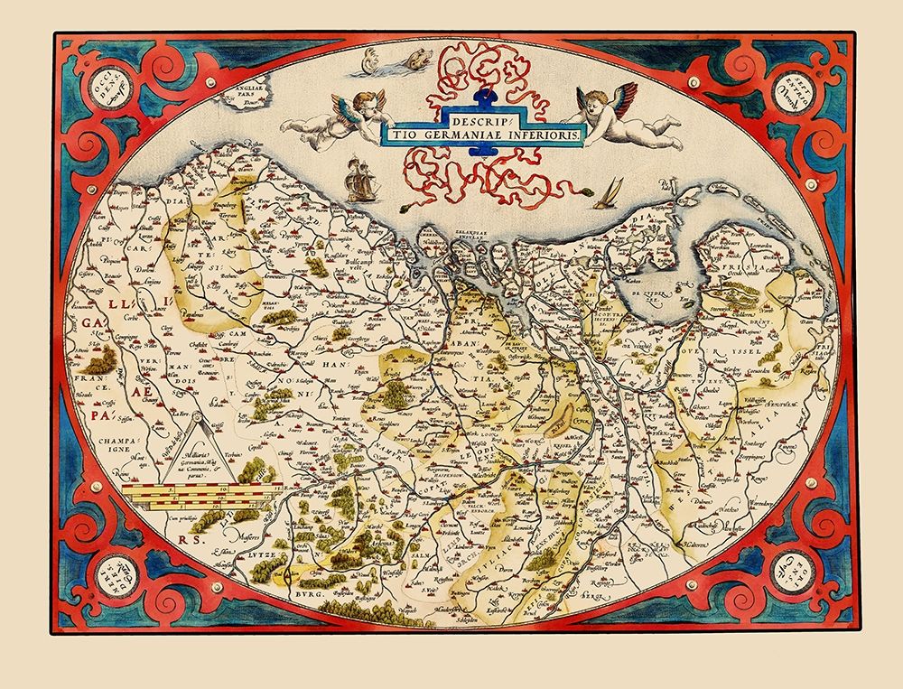 Belgium Germany Netherlands Benelux - Ortelius art print by Ortelius for $57.95 CAD