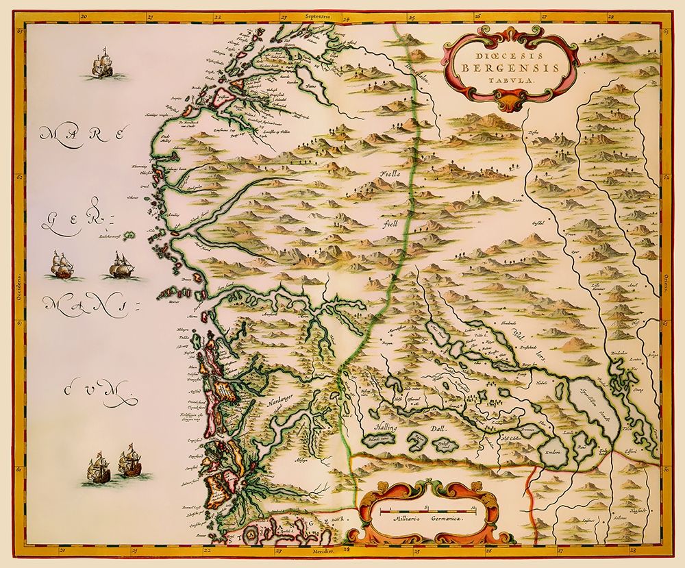Bergen Norway Scandinavia - Blaeu 1662 art print by Blaeu for $57.95 CAD