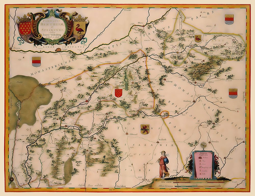 Bentheim Steinfurt Districts Germany - Blaeu 1635 art print by Blaeu for $57.95 CAD
